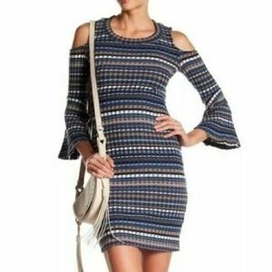 ELLA Moss Cold Shoulder Ribbed Knit Sheath Dress Medium